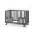 The Child Craft Toddler Guard Rail in Cool Gray features open slatted sides and a partial guardrail on one side, standing on angled legs against a white background.