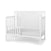 The Child Craft Scout 4-in-1 Convertible Crib in Matte White features a high backboard, vertical slats, and a partially open side for easy access, combining simple modern design with versatile nursery function.