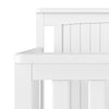 Close-up of the Scout 4-in-1 Convertible Crib by Child Craft in Matte White, featuring smooth, squared edges and vertical slats—ideal for a modern baby nursery.