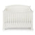 The Child Craft Westgate 4-in-1 Convertible Crib in Vintage Linen is shown from the front against a plain white background, crafted from pine with vertical slats, an arched headboard, decorative molding, and adjustable mattress support.