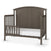 The Child Craft F09501 Toddler Guard Rail in Dapper Gray is a sturdy wooden bed with an arched headboard, vertical slats, and crib-style guard rail. Includes a white mattress and is shown against a white background.