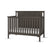 The Child Craft Hampton Flat Top 4-in-1 Convertible Crib in Dapper Gray features vertical slats on all sides, a solid back panel, a modern design, and comes with a white mattress.