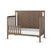 The Child Craft Hampton Flat Top 4-in-1 Convertible Crib in Dusty Heather features a chevron-patterned high back, open side slats, and pine-inspired design. It includes a white mattress and no bedding.