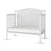 The Child Craft Hampton Arch Top 4-in-1 Convertible Crib in Matte White features a high, curved headboard, slatted sides, an open front, and adjustable mattress support—offering a simple, modern design ideal for any nursery.