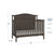 Child Craft Hampton Arch Top 4-in-1 Convertible Crib in Dusty Heather, featuring an arched headboard and adjustable three-level mattress support, measuring 56 inches wide, 50 inches high, and 30.75 inches deep.