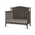 The Child Craft Hampton Arch Top 4-in-1 Convertible Crib in Dapper Grey features vertical slats, a high curved back panel, adjustable mattress support, and a white mattress, shown on a plain white background.
