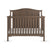 The Child Craft Hampton Arch Top 4-in-1 Convertible Crib in Dusty Heather features vertical slats, a curved headboard, a white mattress, and a simple classic design, shown from the front.