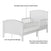 The Child Craft Hampton Toddler Bed in Matte White features a slatted headboard and footboard, sturdy pine wood, built-in guard rails, a low profile design, and fits most standard crib or toddler mattresses.