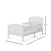 The Child Craft Hampton Toddler Bed in matte white features guard rails, a slatted headboard and footboard, partial side rails, and a low profile for easy access. Dimensions: 30.25