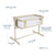 Dimensions of a baby bassinet with text labels on a white background