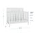The Child Craft Atwood 2-Piece Crib and DreamWeave Set in Matte White features slatted sides, a chevron-patterned back, 3 mattress heights, and fits the HALO DreamWeave mattress. Measures 47