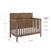 The Child Craft Atwood 2-Piece Crib and DreamWeave Set in Cocoa Bean features a wooden crib with slatted sides, decorative headboard, three mattress heights, and includes the HALO DreamWeave breathable crib mattress. Measures 47