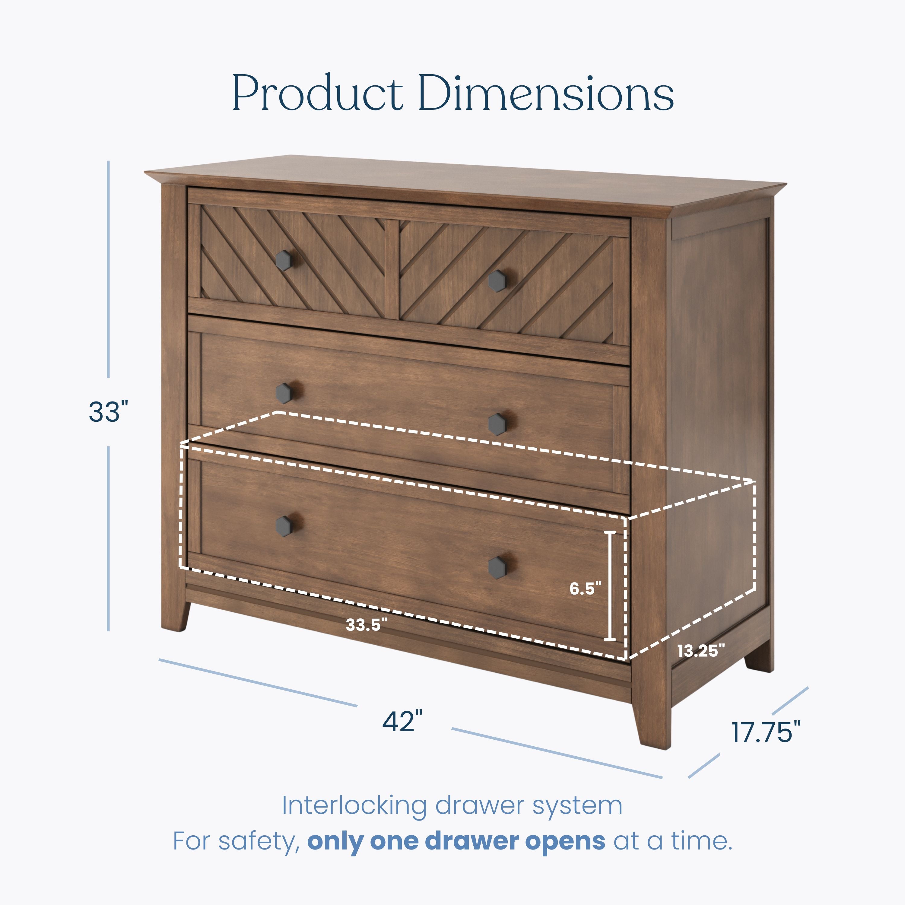 brown kids dresser Ellis 52" Hazelnut Brown Wood Wide 6-Drawer Kids Dresser