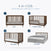 A graphic displays the Child Craft Cranbrook 3 Piece Nursery Set, featuring a dark wood crib that converts into a toddler bed, day bed, and full bed. Text reads: 4-in-1 convertible crib—grows with your child from birth to age 5.