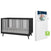 The Child Craft Cranbrook 2-Piece Crib and DreamWeave Set in Ebony includes a black wooden crib with baby-safe finishes and a white breathable mattress; nearby is another DreamWeave mattress with baby photo packaging and a green GREENGUARD label.