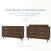 Side-by-side images show the Child Craft Cranbrook Double Dresser in Toasted Chestnut used as a dresser and as a changing station with a tray, illustrating its easy conversion from classic storage to nursery function. Text highlights its seamless versatility.