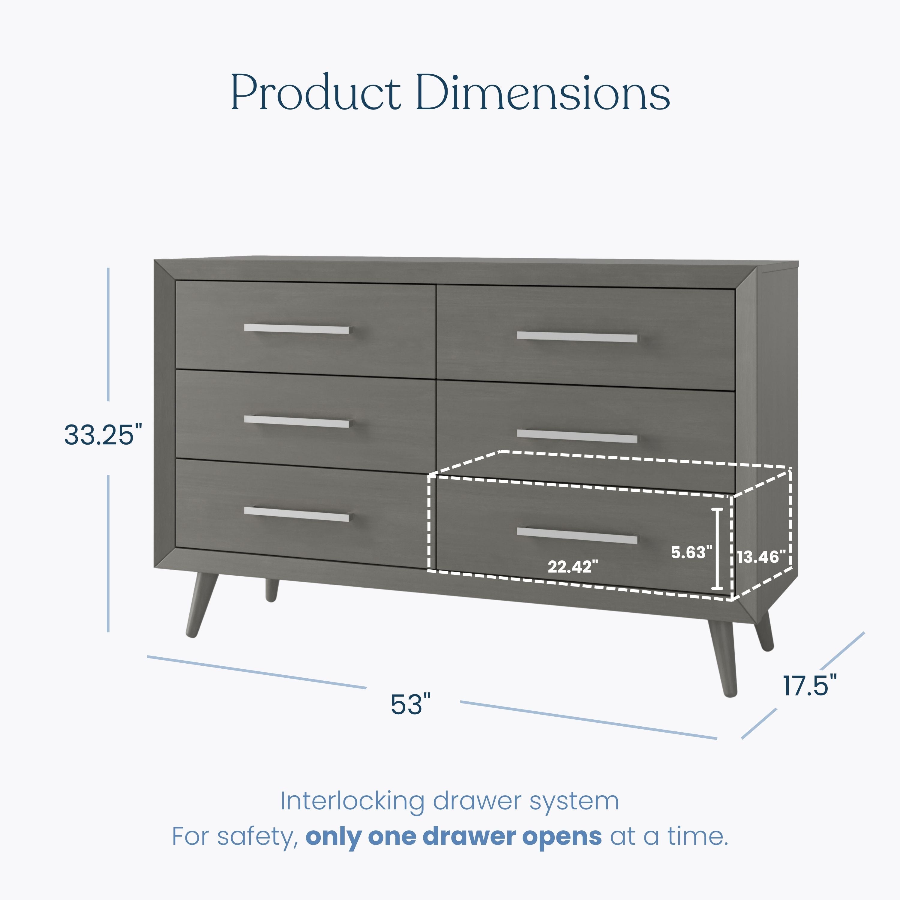 Cranbrook Lunar Gray 6-Drawer Dresser