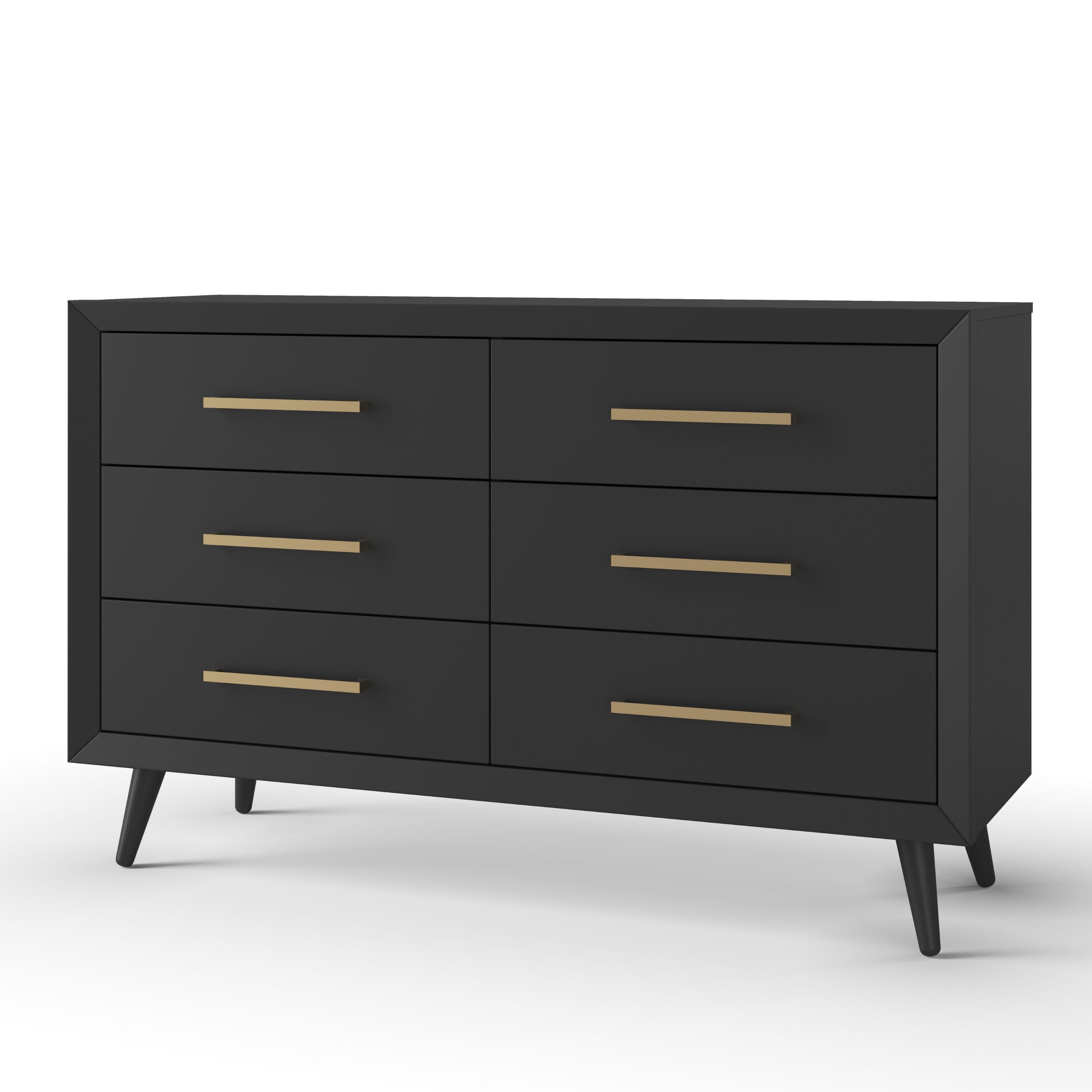 black dresser nursery Oxylife Baby Dresser with Changing Table Top for Nursery with 7 Storage Drawers for Kids Bedroom,Black