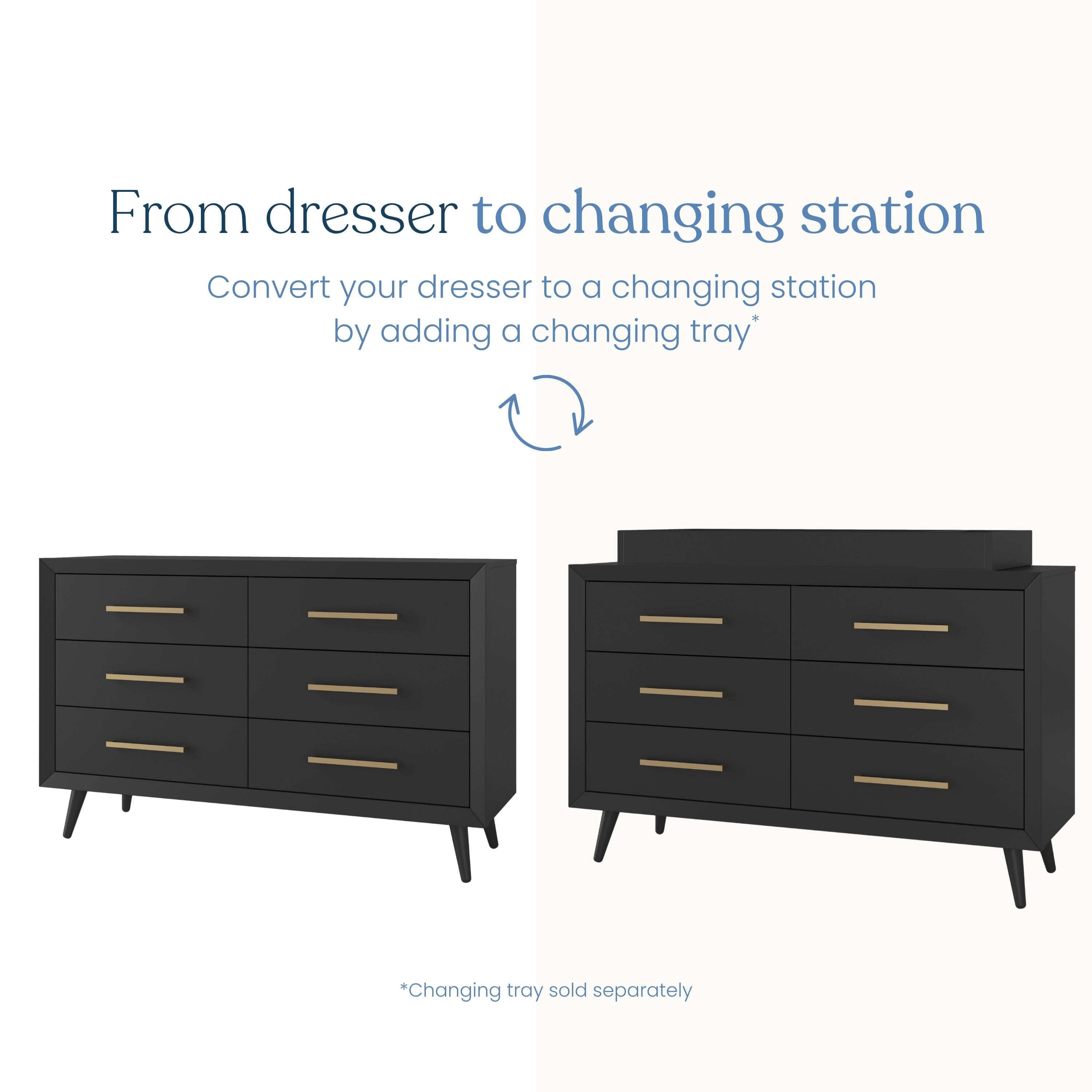 changing table dresser black Storkcraft - Avalon 6-Drawer Double Dresser
