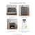 Four nursery essentials are shown: a gray crib, the Child Craft Denman 4 Drawer Chest in Midnight Gray, a gray nightstand, and a white crib mattress. 