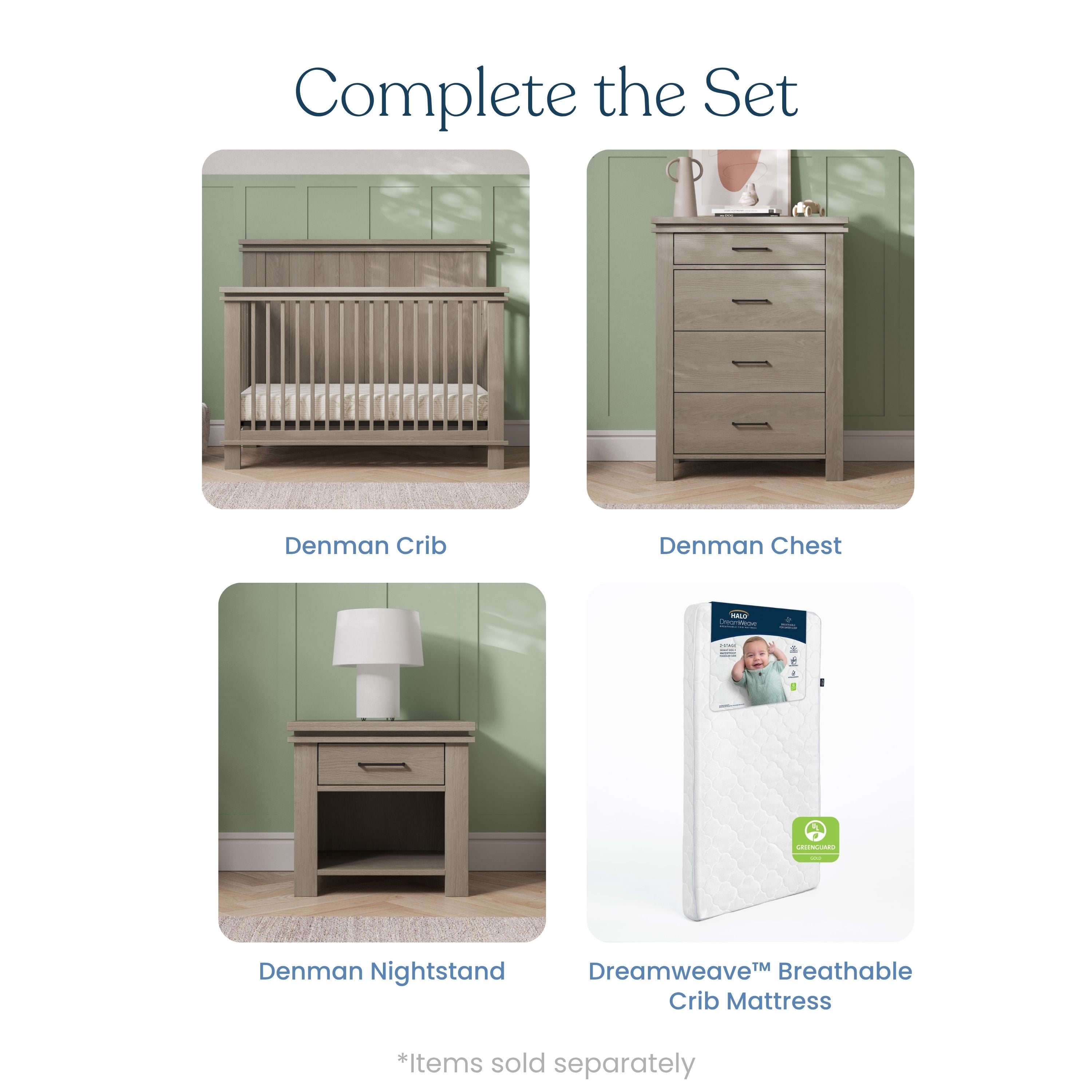 Denman 3-Piece Nursery Set with Crib, Dresser and Chest