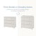 Side-by-side images display the Child Craft Harmony 3-Drawer Dresser with Changing Table Topper in Brushed Cotton: one alone, and one with the topper attached, showing how nursery furniture easily converts to a changing station.