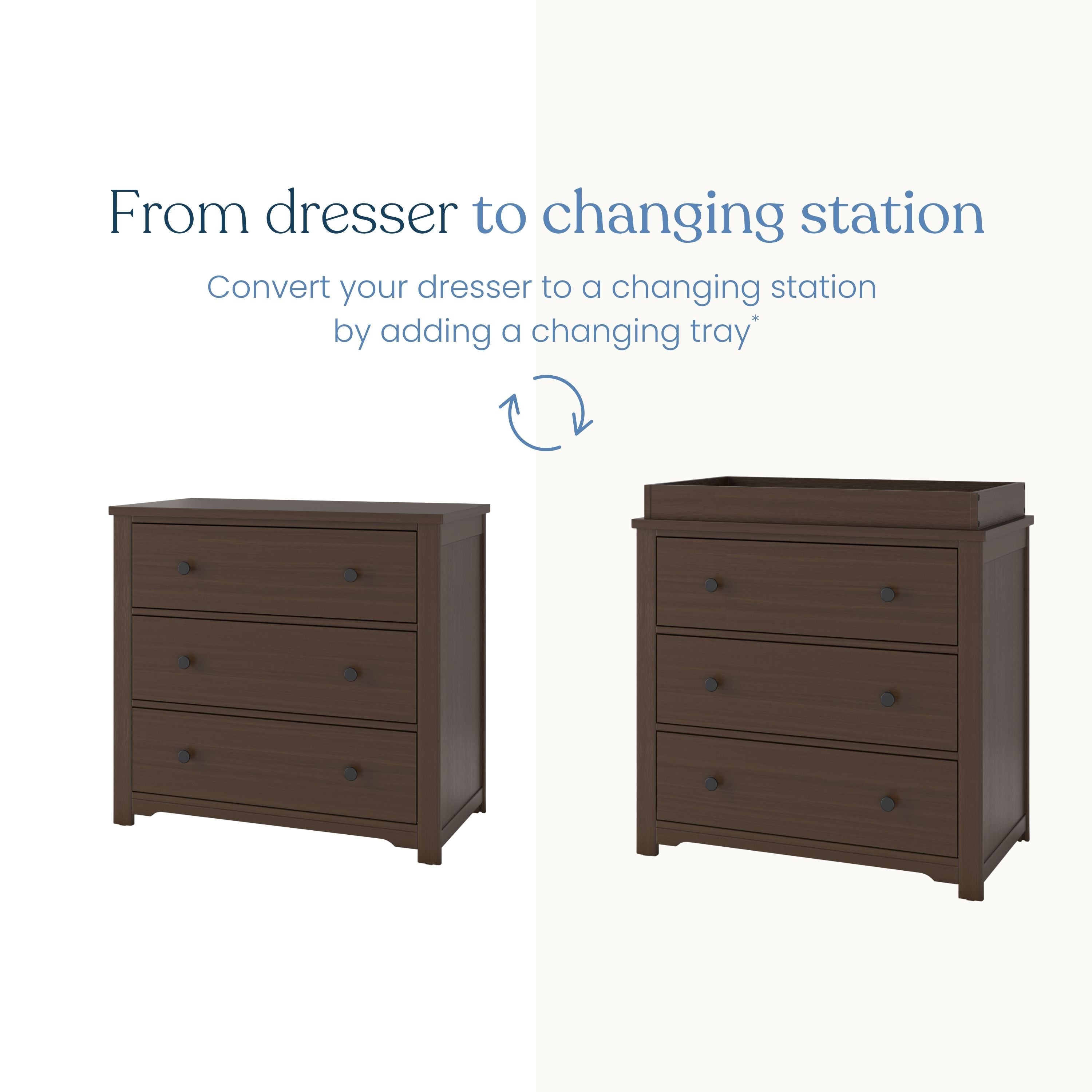 Harmony 3-Drawer Dresser with Changing Table Topper