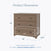 The Child Craft Harmony 3-Drawer Dresser with Changing Table Topper in Dusty Heather is shown for nursery storage. Size: 35