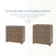 Side-by-side image of the Child Craft Harmony 3-Drawer Dresser in Dusty Heather alone (left) and with the changing table topper (right), showing how easily it converts from nursery storage to a changing station by adding the tray.