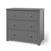 The Child Craft Harmony 3-Drawer Dresser with Changing Table Topper in Cool Gray features a simple design and round metal knobs. Ideal for nursery storage, this kids dresser is shown on a white background.