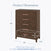 The Child Craft Kieran 5-Drawer Chest in Toasted Chestnut is shown. It measures 50