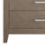 Close-up of the Child Craft Kieran 5-Drawer Chest in Crescent Gray, showing two drawers with silver horizontal handles and herringbone-patterned fronts. The chest features a stylish light brown finish.