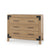 The Child Craft Lucas Dresser in Nutmeg features three drawers, black metal handles, and corner accents. With a sturdy build and modern farmhouse style, this dresser stands on four short legs for a fresh look in any nursery.