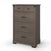 The Child Craft Redmond 4 Drawer Chest in Dapper Gray features two small top drawers and three larger ones below, offering rustic charm and ample storage for bedrooms or nurseries—all supported by four short legs.