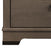 Close-up view of the Redmond 4 Drawer Chest in Dapper Gray by Child Craft, featuring a grayish-brown wood grain finish and decorative base—ideal as rustic bedroom furniture or a stylish nursery dresser.