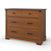 The Child Craft Redmond 3 Drawer Dresser in Coach Cherry features a medium brown finish, two small upper drawers, one large lower drawer with black handles, and adds style and storage to your nursery.