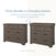 Side-by-side image of Child Craft Redmond 3 Drawer Dresser in Dapper Gray, shown alone and with a changing tray on top to illustrate easy conversion to a changing station. Tray sold separately.