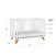 The Child Craft Soho 2-Piece Crib and DreamWeave Set in Matte White features wooden legs and measures 36