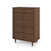 The Child Craft Surrey Hill 5 Drawer Chest in Toasted Chestnut is a tall, modern nursery dresser with angled legs and diamond-patterned drawer fronts, displayed against a white background.