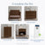Five nursery items are displayed: a wooden crib, Child Craft Surrey Hill 3 Drawer Dresser in Toasted Chestnut, chest, nightstand with a diamond pattern, and a white breathable crib mattress. Caption: 