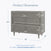 The Child Craft Surrey Hill 3 Drawer Dresser in Lunar Gray features a modern gray finish, four tapered legs, and spacious storage—ideal for any nursery. Overall size: 42