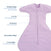 The HALO SwaddleStretch™ Newborn Swaddle TOG 0.5 features lavender color, arms-out design, flexible knitted material, snug fit, hip-healthy design, and a 2-way zipper for easy diaper changes—perfect for your baby's safe sleep.