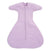 The HALO SwaddleStretch™ Newborn Swaddle TOG 0.5 in light purple has a front zipper, wide wings, and a roomy bottom, offering swaddle comfort while letting your baby move freely.