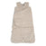 The HALO Swaddle Plushy Dot Velboa TOG 3.0 is a beige, sleeveless sleep sack with bumpy fabric, front zipper, and an attached adjustable swaddle wrap for cozy comfort.