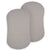 Two rectangular, storm grey, 100% organic cotton muslin pads overlap on a white background—perfect as HALO BassiNest® Fitted Sheet 2-Pack for breathable, comfortable baby bedding.