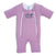The HALO Baby Merlin's Magic Sleepsuit® 100% Cotton in lavender features long sleeves, dual front zippers, and a chest logo with moon and stars—perfect for swaddle transition and better baby sleep. Shown flat on a white background.