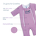 The HALO Baby Merlin's Magic Sleepsuit® 100% Cotton in lavender features a soft cotton outer and lining with plush polyfill core, shown with labels highlighting its three comfort layers—ideal for swaddle transition and better baby sleep.