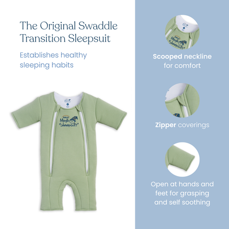 Sage Green Baby Merlin’s Magic Sleepsuit – 100% Cotton Sleep Solution