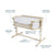 The HALO 2-in-1 Bedside Bassinet Sleeper is a beige bassinet with breathable mesh sides, zip-down walls, adjustable height, front glide wheels, attaches to beds (even low-clearance), and its features are labeled on the image.