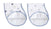 The aden + anais boutique 100% cotton muslin burpy bibs 2 pack features two white cloths, one with star patterns and the other with blue polka dots, both trimmed in blue. With a patented design and unique curved bottom shape, they cleverly serve both as absorbent bibs and burp cloths.